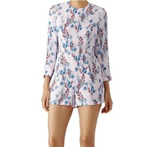 Draper James Women’s Pink Floral Dunaway Vines Lined Romper Shorts 3/4 Sleeve 2